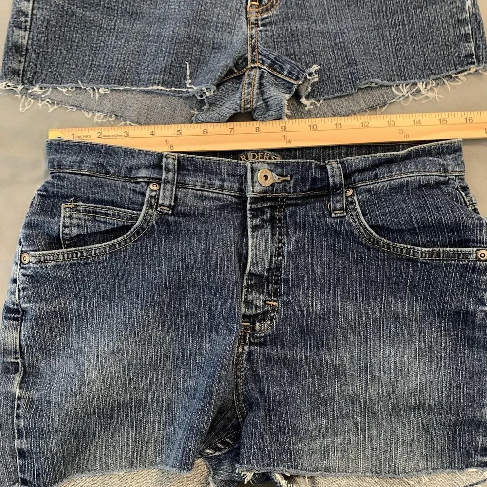 Riders By Lee U.S. Polo Assn‎ Shorts Womens 10 Blue Denim Cutoff Frayed Lot Of 2